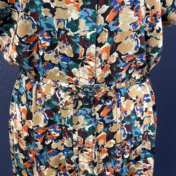 Banana Republic Factory Colorful Floral Satiny Midi Dress | XL - Picture 2 of 8